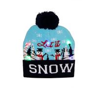 LED Light Up Christmas Hat Xmas Beanie Hat Christmas Bobble Hat Pom Pom Cap Winter Warm Knitted Hat Christmas Cap Xmas Santa Hat Lights Flashing Cap Gifts for Women Halloween Christmas Xmas