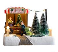 LED Light Up Christmas Village House Ornament, with European Castle and Snow Cottage Design, Warm Festive Glow(Style A)