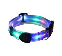 LED Light Up Collar for Dogs - Rechargeable Waterproof Luminous Collar 2.5cm Width Adjustable 35-55cm | Fast Flash Slow Flash Steady Modes, 10 Hours Lighting for Walking No