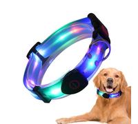 LED Light Up Collar for Dogs - Waterproof Rechargeable | Adjustable Luminous Dog Collar 70cm | Weatherproof Safety Light for Night Walks for Outdoor Use, D