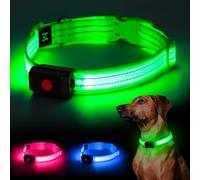 LED Light Up Collar, USB Rechargeable, Brightest Night Walking Lights, Safety Collar for Large Dogs (Green)