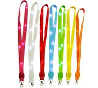 LED Light Up Colourful Neck Lanyards with Metal Lobster Clips for ID Name Tag, Badges, Concerts, Exhibitions & Parties (7 Pack)