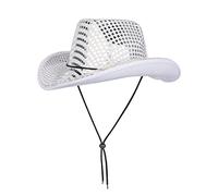 LED Light-Up Cowboy Hat - Black Sequin Western Hat for Men and Women, Sparkly Texan Style for Halloween, Hen Party, Cosplay