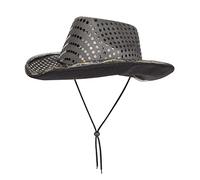 LED Light Up Cowgirl Hat - Black Sequin Sparkly Fancy Dress Texan Cowboy Hat for Men & Women - Halloween Costume Cosplay