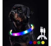 LED Light Up Dog Collar,Comfortable Soft Silicone Flat Tube,USB Rechargeable Adjustable Cut To Size Waterproof Ultra Bright,Dog Collar Light For The Dark Make Pet Visible And Safety
