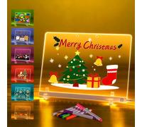 LED Light-Up Drawing Board for Kids & Adults - 40x30cm Glow-in-The-Dark Dry Erase Lamp with Stand | Touch Control Night Light for Bedroom, Office, Store | Includes 7 Neon Markers & Eraser
