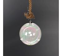 LED Light Up Glass Ball Orb Globe On 1m Brown Jute Rope With Timer Décor Xmas (Iridescent, 20cm)