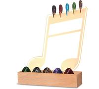 LED Light Up Guitar Pick Holder - 16th Note Shaped Acrylic Guitar Pick Display & Storage with Wooden Base, Cool Music Gifts for Guitar Players Music Lovers