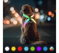 LED Light-Up Harness for Dogs - Rechargeable & Reflective Safety Vest, 3-Layer Air Mesh for Breathability & Comfort, Adjustable for Medium to Large Dogs, Nighttime Safety for Walks