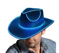 LED Light Up Hat - PVC Party Headwear Cowboy Hatt | Copper Core LED Hat Glow In The Dark, Party Cowboy Hats Battery Operated, Dress Up Hatt, Disco Western Costume Accessories