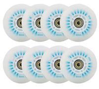 LED Light-Up Inline Skate Wheels, 8-Pack, 70-80mm, 90A Hardness, Night Safety Illumination (Blue light wheel, 80mm)