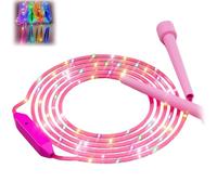 LED Light-Up Jump Rope for Kids, Adjustable Glowing Skipping Rope, Tangle-Free with Adjustable Size & Colorful Lights for Dark Party Fitness and Workout (pink)