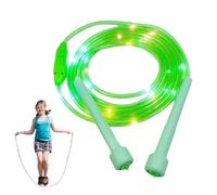 LED Light-Up Jump Rope for Kids, Rechargeable Adjustable Light Up Skipping Rope with Rainbow Light Modes, Indoor Outdoor Exercise Equipment for Cardio Training & Fitness (Green)
