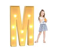 LED Light Up Letter Marquee Lights Sign, 4 Feet Tall Giant Stabilise Light Up Letters Pre Cut Foamboard for Prom Wedding Valentine's Day Birthday Christmas(Letter M)