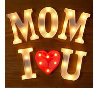 LED Light Up Letters for Wall Decor, I LOVE U MOM Sign, Light Up Alphabet Marquee Letters Lamp Night Light for Mother's Day Party Birthday Home Decoration, Meaningful Gifts for Mom (MOM I LOVE U)
