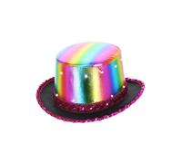 LED Light Up Metallic Top Hat Showtime Circus Fancy Dress Accessory