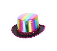 LED Light Up Metallic Top Hat Showtime Circus Fancy Dress Accessory