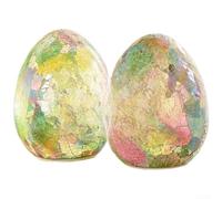 LED Light Up Mosaic Easter Egg 6 Inch Illuminated Holiday Decor Vibrant Table Centerpiece Handcrafted Pattern Sturdy Non Glass Material Lightweight Portable Design(2Pcs)