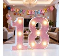 LED Light Up Numbers, 18 Marquee Numbers Light Sign, 6.3 inch Pink LED Number Lights for 18th Birthday Decorations, Warm Lighted Number Sign for Birthday Wedding Anniversary Home Wall Decor