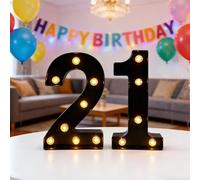 LED Light Up Numbers, 8.5inch Marquee Numbers Lights for 21st Birthday Decorations, Black Light Up Number Sign for 21st Birthday Wedding Anniversary Table Wall Party Decor