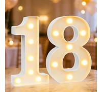 LED Light Up Numbers, 8.86 Inch Marquee Number Lights for 18th Birthday Decorations, LED Number Lights for Wedding Anniversary Grad Home Bedroom Table Party Decor(18)