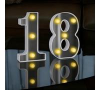 LED Light Up Numbers Sign, LED Number Lights, Cool & Warm Light up Numbers for 18th Birthday Decorations, for Birthday Party Night Lights Anniversary Backdrop Home Decor (White-18)