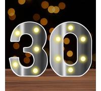 LED Light Up Numbers Sign, LED Number Lights, Cool & Warm Light up Numbers for 30th Birthday Decorations, for Birthday Party Night Lights Anniversary Backdrop Home Decor (White-30)