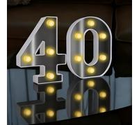 LED Light Up Numbers Sign, LED Number Lights, Cool & Warm Light up Numbers for 40th Birthday Decorations, for Birthday Party Night Lights Anniversary Backdrop Home Decor (White-40)