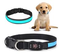LED Light Up Pet Collar Waterproof and Adjustable Glow Collar for dogs. Illuminated Glow in the Dark Pet Neck Light Brite Reflective Safety Collar for Night Walking and Running (Blue)