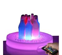 Led Light Up Serving Tray,Round Shape Rechargeable Waterproof Plastic LED Snacks Tray,Remote Control,16 Colorful Drink Red Wine Bar Tray,Fruit Champagne Tray for Night Party Nightclubs KTV