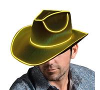 LED Light Up - Sparkly Cowboy Headwear, Battery Operated Glow, Shiny Party Costume Accessory, Lighted Disco Western | Illuminated Cowgirl for Festival Dance Club Celebration