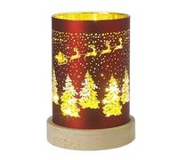 LED Light Up Table Lamp Light Lantern Santa & Sleigh Woodland Scene 16cm Tall with Wooden Base