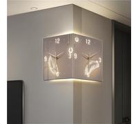 LED Light Wall Hanging Clock - Modern Double-Sided Corner Design, Creative Wall Lamp for Living Room, Bedroom, Corridor