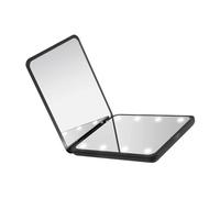 LED Lighted 2x Magnification Handheld Mirroring Offering Foldable Design for Portable Convenience LED Makeup Mirroring