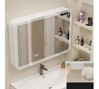 LED Lighted Bathroom Medicine Cabinet Mirror with Storage, Anti-Fog Organizer, Rust-Resistant Aluminum, Wall-Mounted Vanity Mirror, Easy Install - Grey, 31"