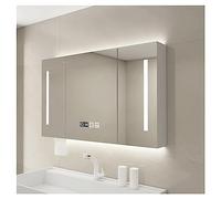 LED Lighted Bathroom Medicine Cabinet - Wall-Mounted Vanity Mirror with Storage Rack 90cm Three Colors Ideal for Bedrooms Living Rooms and Corridors (White)