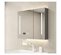 LED Lighted Bathroom Medicine Cabinet - Wall Mounted Vanity Mirror with Storage Rack Grey 60cm - Perfect for Bedrooms Living Rooms & Corridors.