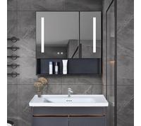 LED Lighted Bathroom Mirror Cabinet with Touch Sensors Moisture Resistant Wall Mounted Storage Ideal for Makeup and nizing - Sleek Design for Modern Bathrooms.