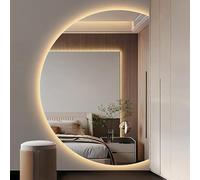 LED Lighted Bathroom Mirror Large Smart Demisting Makeup Mirror Frameless HD Vanity Mirror with 3 Color Light Modes Right Cut (51 x 35 in) - Perfect for Modern Decor