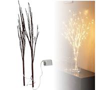 LED Lighted Branches Lights with Timer Battery Operated, 32 INCH Artificial Willow Brown Branches with Warm White Fairy Lights Vase Decorative Sticks for Christmas Party Holiday Home Decor (White)