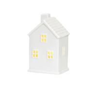 LED Lighted Ceramic Christmas Village Set - White Porcelain Houses, Xmas Farmhouse Decor for Home Table