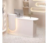 LED Lighted Checkout Counter with Lockable Drawer Modern Reception Desk for Retail Beauty Salon Office & Lobby Stylish Front Desk Table