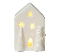 LED Lighted Christmas Houses, Christmas Town Scene Desktop Ornaments, White Ceramic Christmas Village House Porcelain LED Light Up Christmas House for Christmas Decor