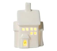 LED Lighted Christmas Houses, Christmas Town Scene Desktop Ornaments, White Porcelain Village Christmas Li LED Ceramic House