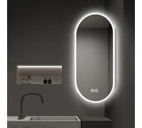 LED Lighted Corner Mirror Oval Pivot Makeup Mirror with Adjustable Arm Metal Frame Anti-Fog 3-Color Dimmable 50x80cm for Stylish Grooming and Home Decor