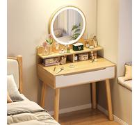 LED Lighted Dressing Table with Adjustable Brightness Mirror Vanity Furniture for Makeup Stylish Makeup Station with Storage Modern Beauty Desk for Home Decor