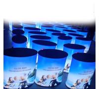 LED Lighted Foldable Trade Show Display Podium Pop Up Teon Table Counter for Exhibits Booths Vendor Events & Schools 3 Sles (Round 1pc)