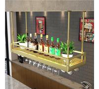 LED Lighted Hanging Wine Glass Rack Adjustable Ceiling Mount Shelf for Home Bar or Restaurant Decor Stylish Decorative Storage Display Rack (80cm)
