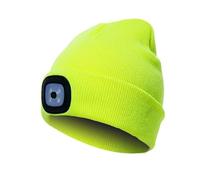 LED Lighted Hat Upgraded,USB Head Torch Rechargeable,3 Brightness Lighted Beanie Cap,Unisex Winter Warm Knit Beanie, Bluetooth Hat for Camping, Walking, Running, Cycling Yellow