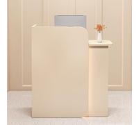 LED Lighted L-Shaped Reception Desk with Lockable Drawer - Modern Front Counter for Office Beauty Salon Lobby and Waiting Area - Stylish and Functional Reception Furniture